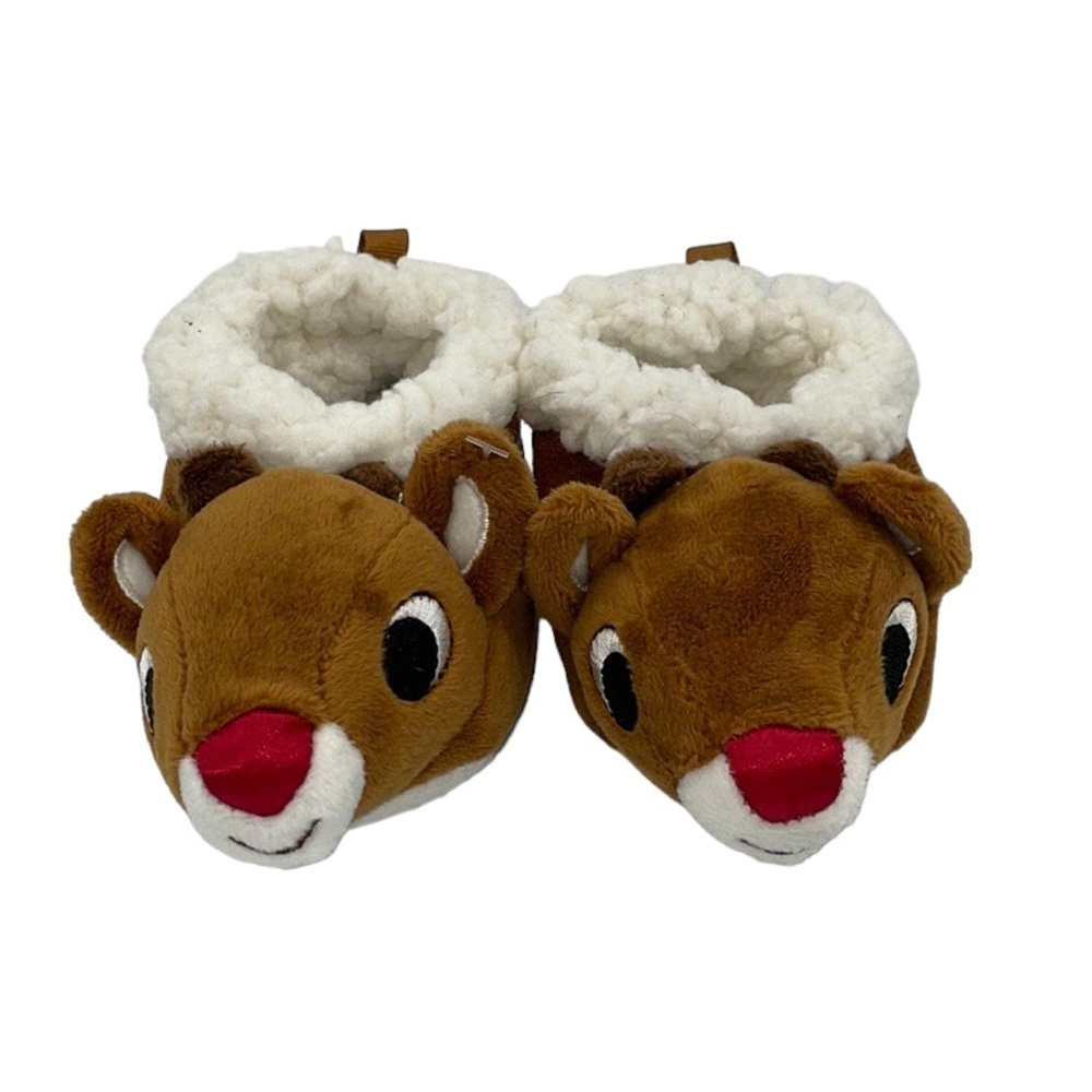 NWOT Rudolph Slippers Baby Size 6-12 mos Soft Warm Sherpa Inside